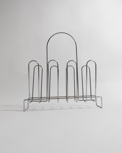 Vintage Zeitschriftenständer Chrom von 1970er Space Age