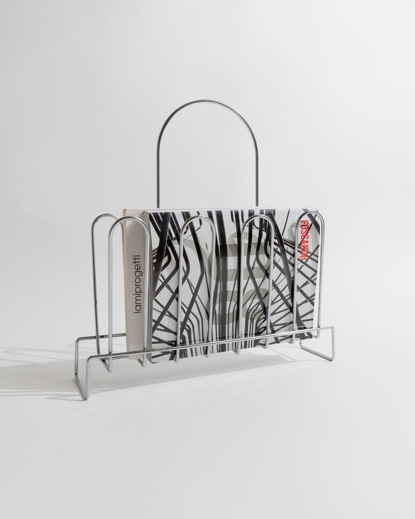 Vintage Zeitschriftenständer Chrom von 1970er Space Age