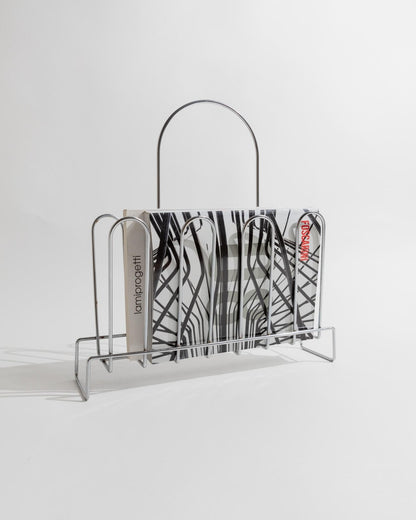 Vintage Zeitschriftenständer Chrom von 1970er Space Age