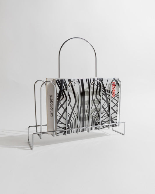 Vintage Zeitschriftenständer Chrom von 1970er Space Age