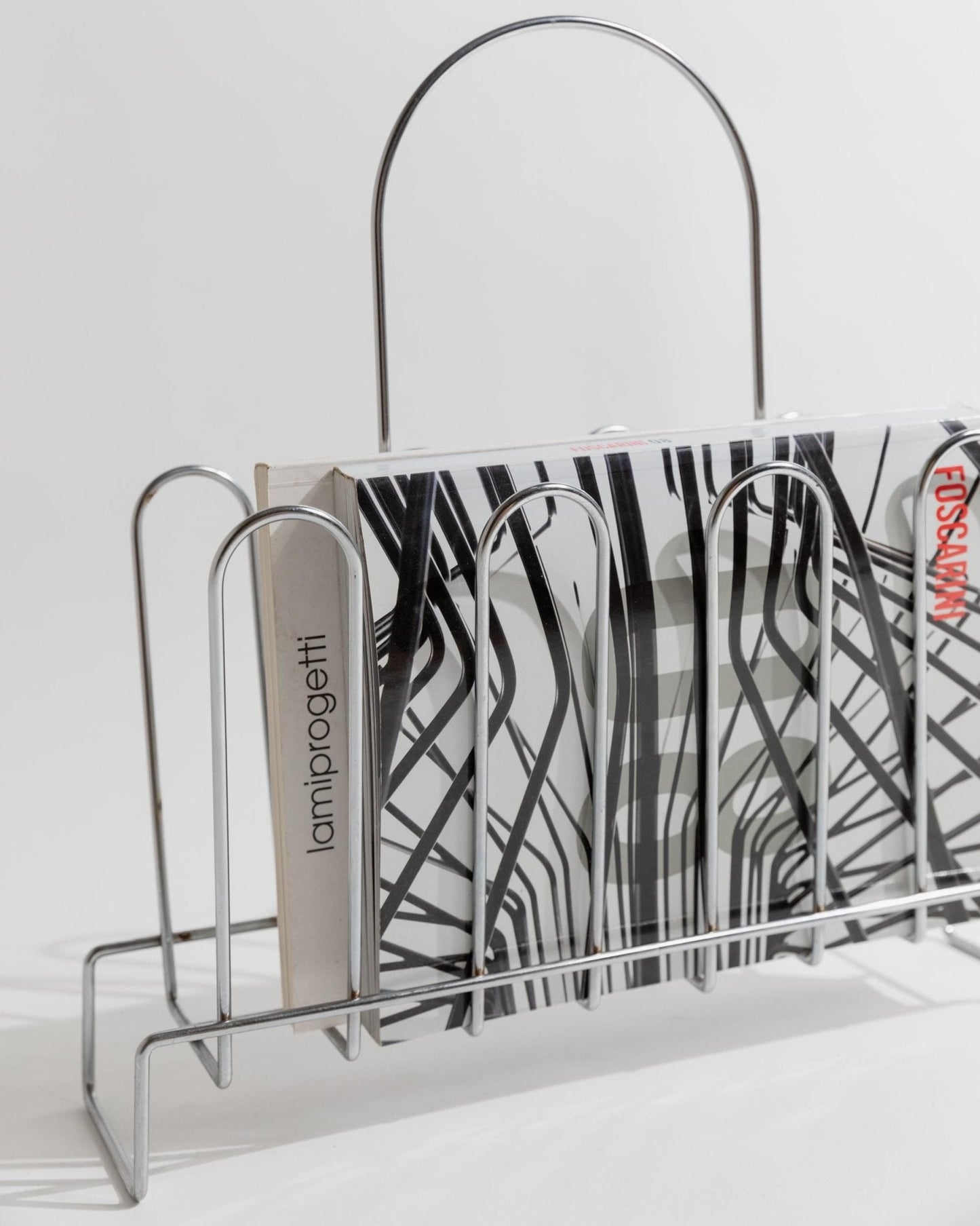 Vintage Zeitschriftenständer Chrom von 1970er Space Age