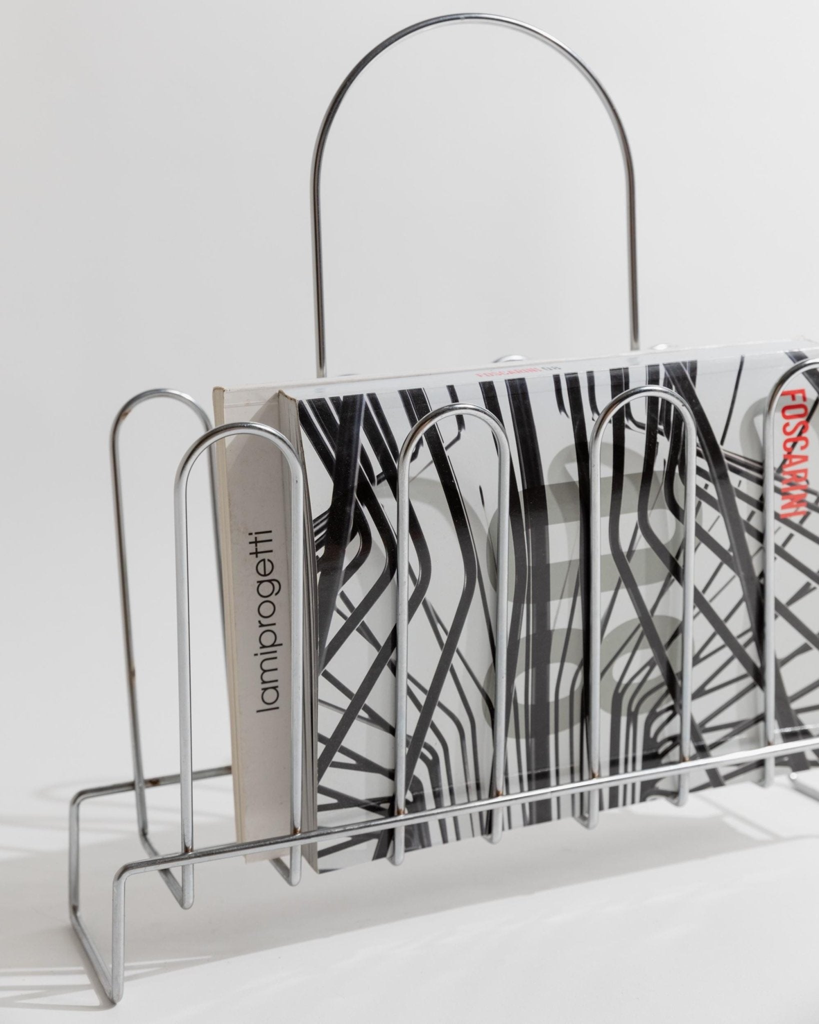 Vintage Zeitschriftenständer Chrom von 1970er Space Age