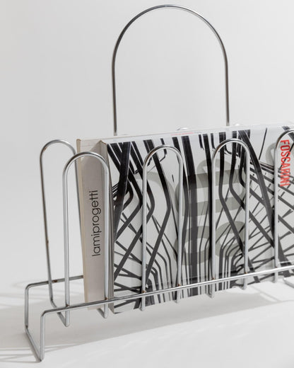 Vintage Zeitschriftenständer Chrom von 1970er Space Age