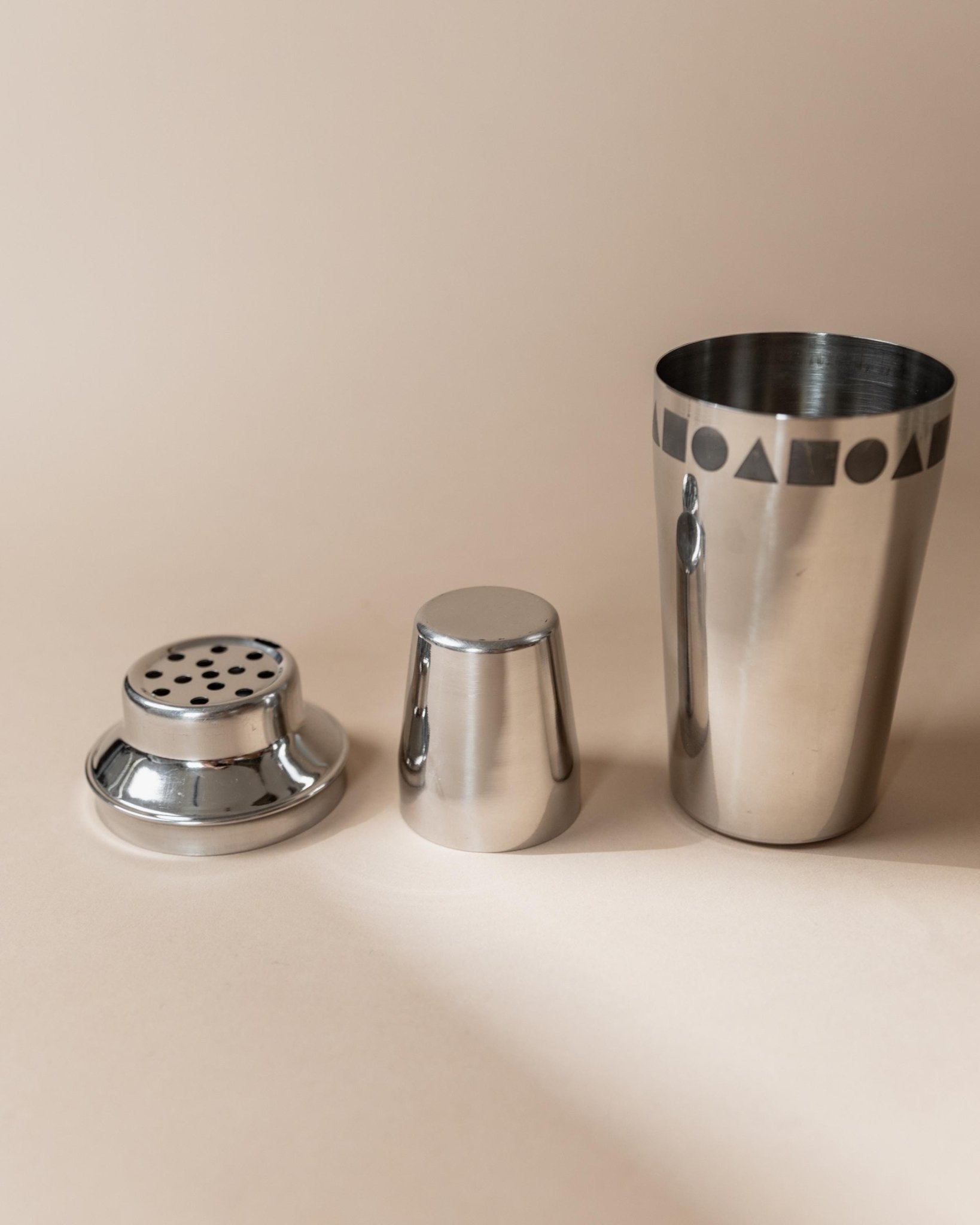 Vintage Cocktailmixer aus Italien, Edelstahl, geometrisch, spülmaschinenfest, Retro