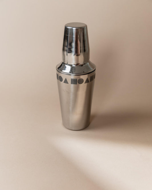 Vintage Cocktailmixer aus Italien, Edelstahl, geometrisch, spülmaschinenfest, Retro