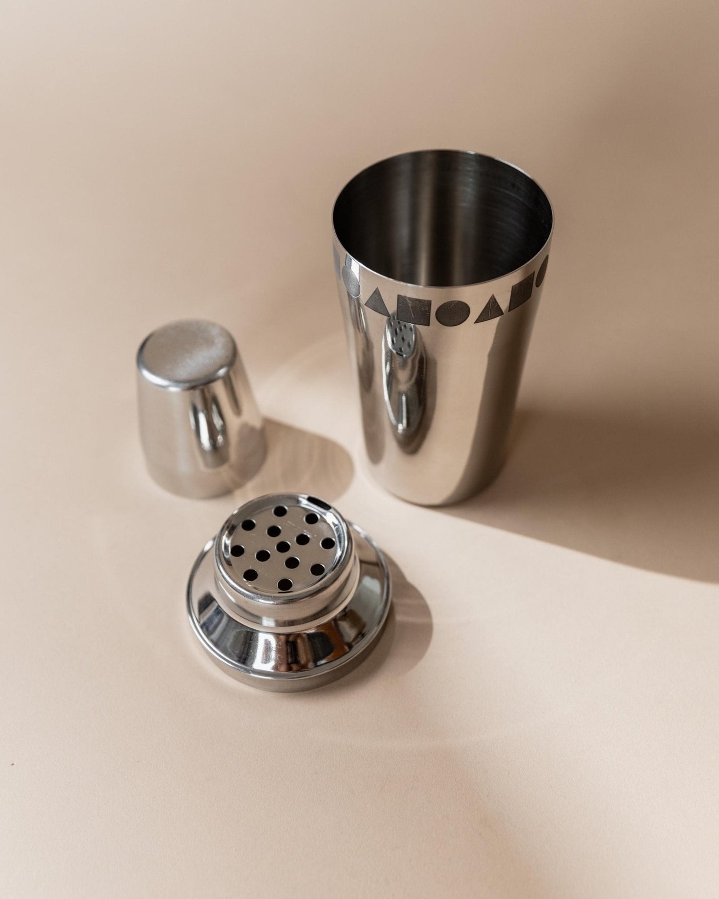 Vintage Cocktailmixer aus Italien, Edelstahl, geometrisch, spülmaschinenfest, Retro