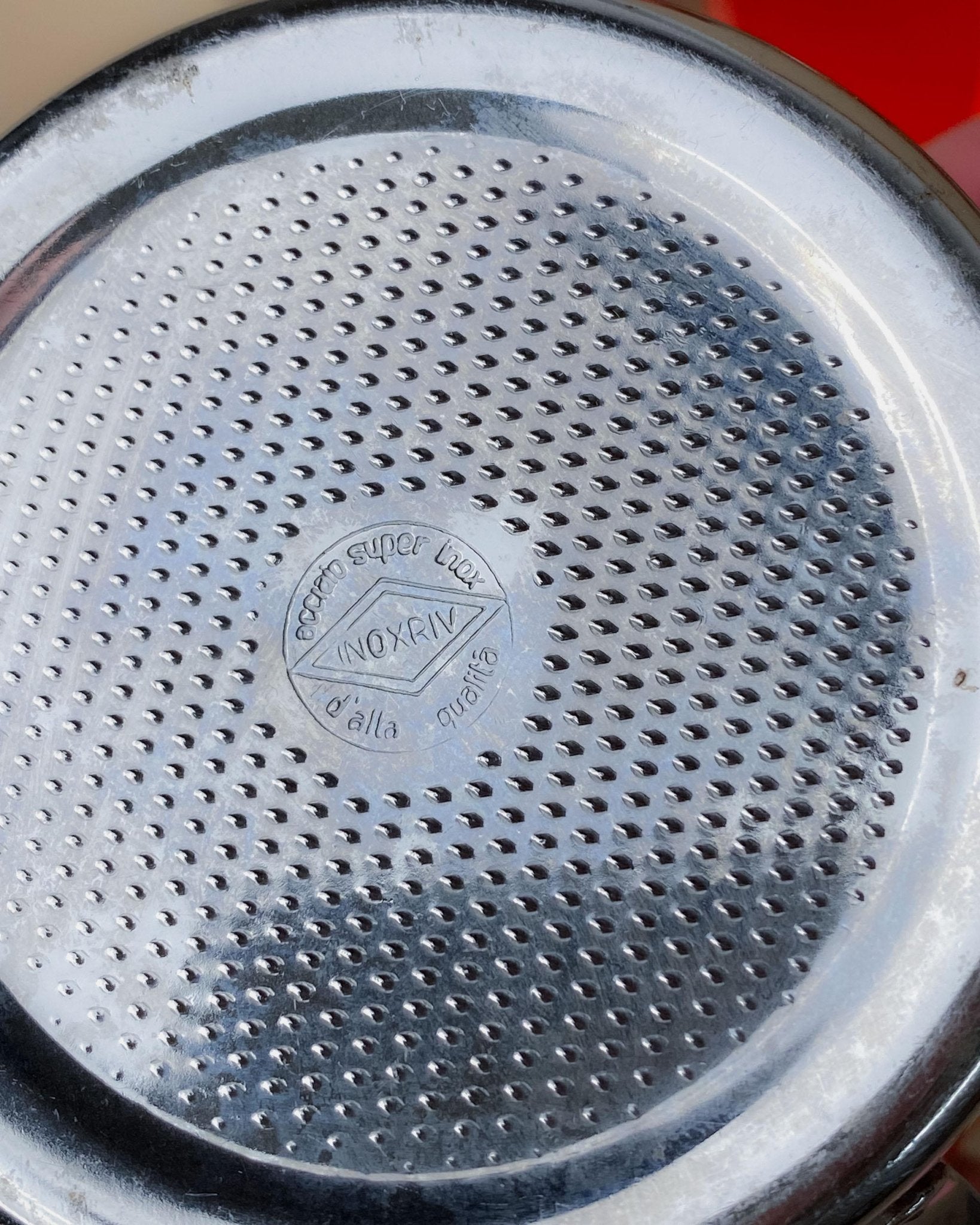 Vintage Kaffeeset 24-teilig von Inoxriv, rot-orange, Edelstahl, Vintage Tasse, Zuckerdose