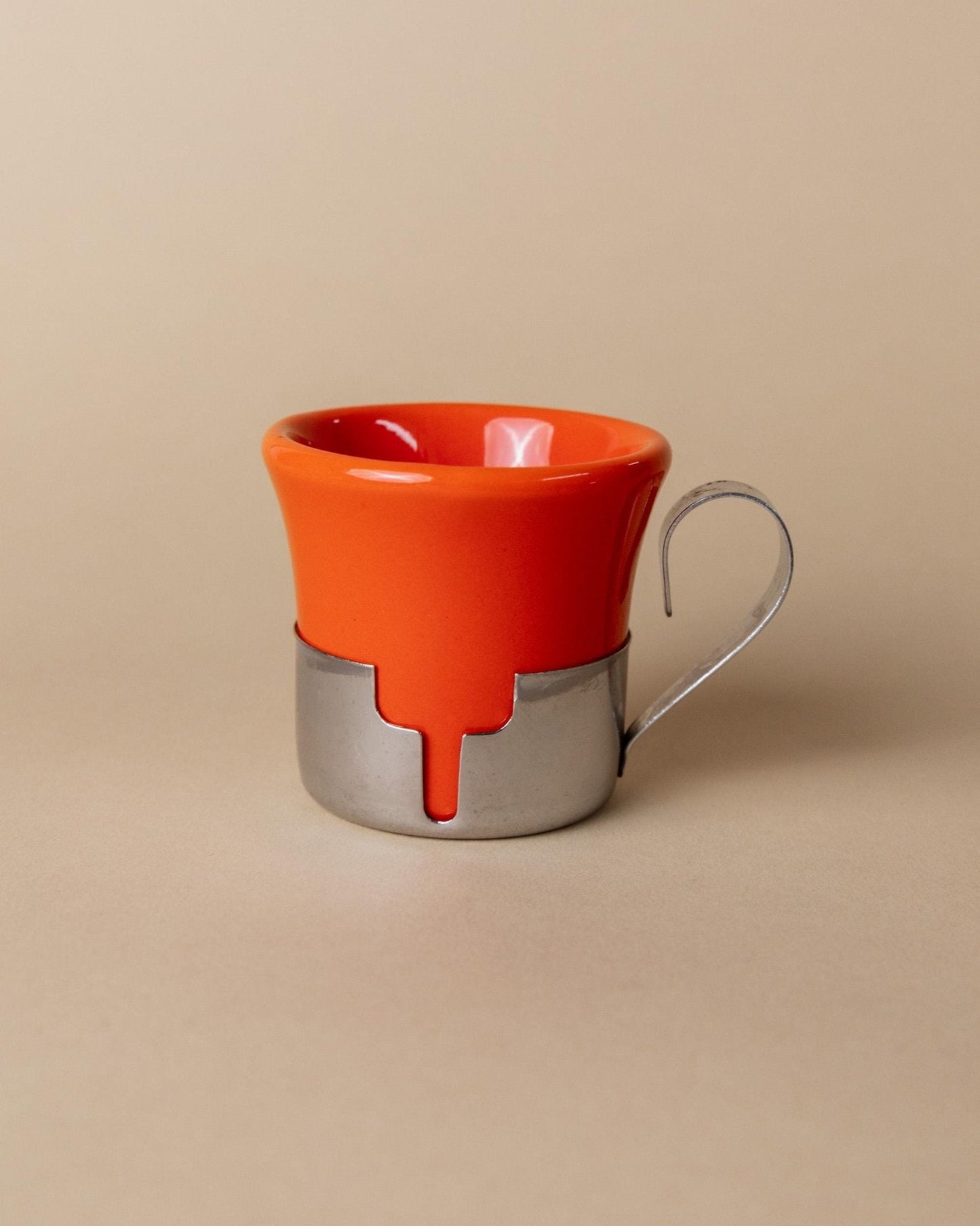 Vintage Kaffeeset 24-teilig von Inoxriv, rot-orange, Edelstahl, Vintage Tasse, Zuckerdose