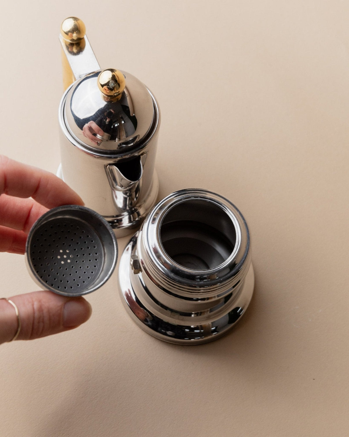 Set von 2 Vintage Kaffeeservice "Depositato" von VEV, goldene Details