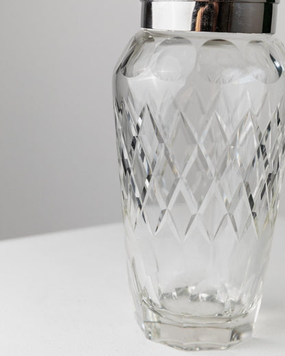 Vintage Cocktail Shaker Kristallglas Edelstahl Mid Century Design Italien 1960er