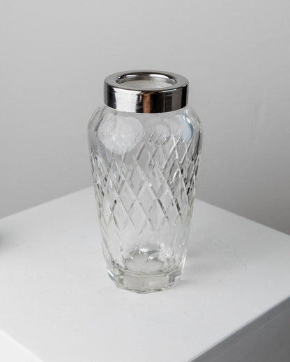Vintage Cocktail Shaker Kristallglas Edelstahl Mid Century Design Italien 1960er