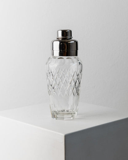 Vintage Cocktail Shaker Kristallglas Edelstahl Mid Century Design Italien 1960er