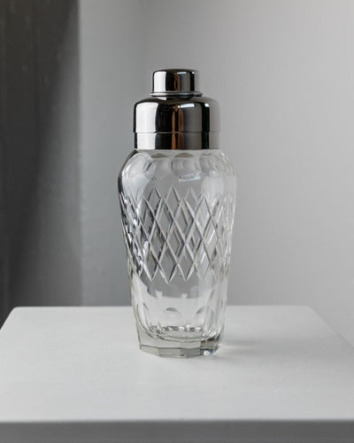 Shaker à cocktail vintage en cristal et acier inoxydable, design du milieu du siècle, Italie, années 1960