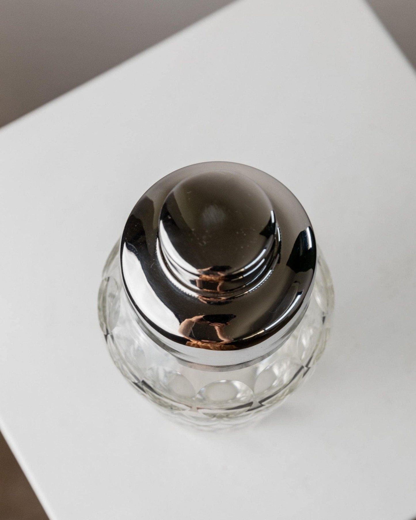 Vintage Cocktail Shaker Kristallglas Edelstahl Mid Century Design Italien 1960er