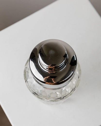 Vintage Cocktail Shaker Kristallglas Edelstahl Mid Century Design Italien 1960er