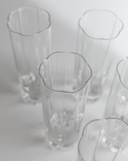 Vintage Trinkglas Set von 6 Flower Shape