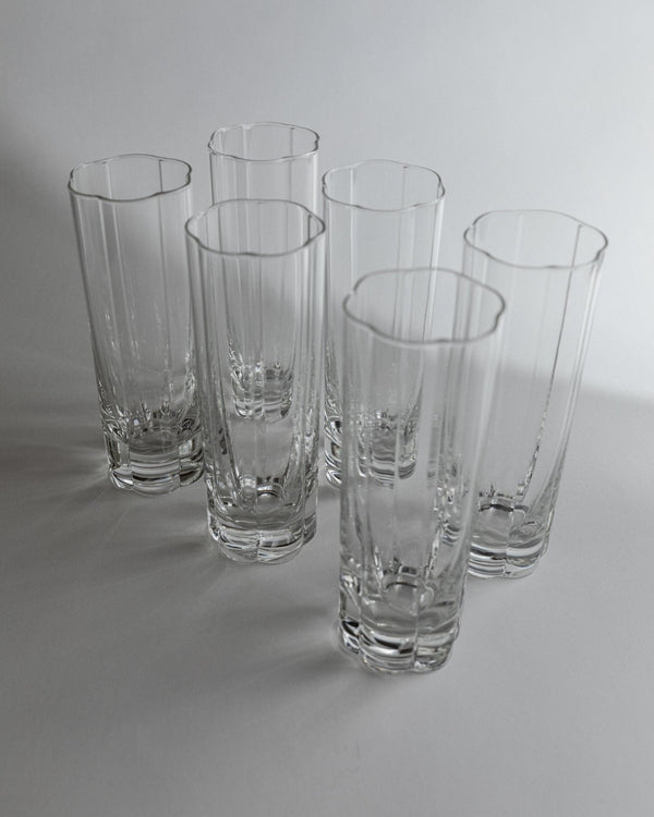 Vintage Trinkglas Set von 6 Flower Shape