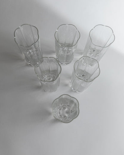 Vintage Trinkglas Set von 6 Flower Shape