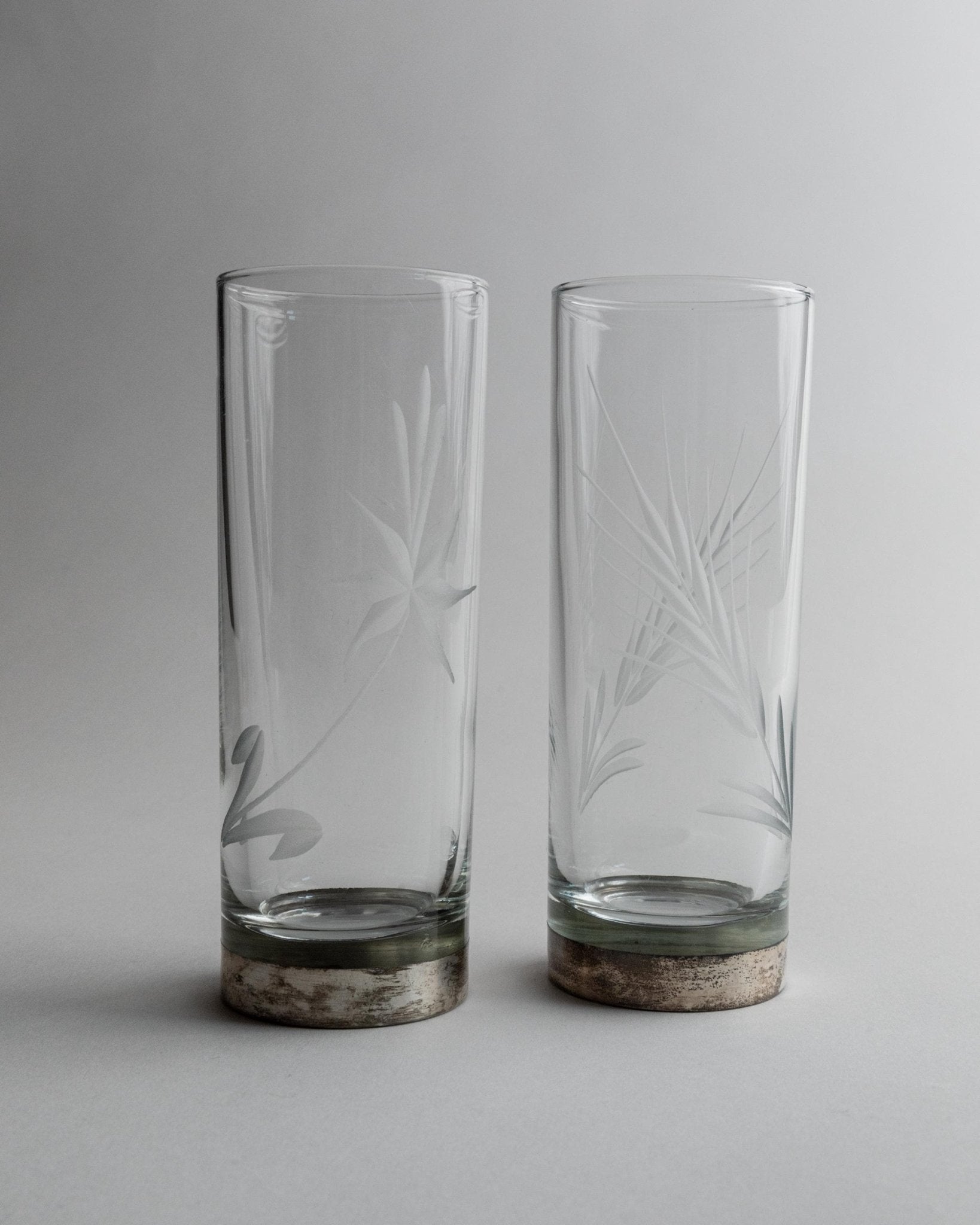 Vintage Trinkglas Set von 6 mit Silberrand und Ährenmuster, Italien, einzigartig, Retro Deko