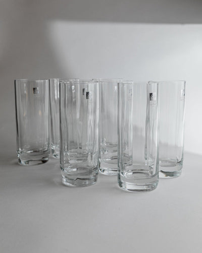 Vintage drinking glass set of 8 flower-shaped glasses by Luigi Bormioli for Luigi Bormioli