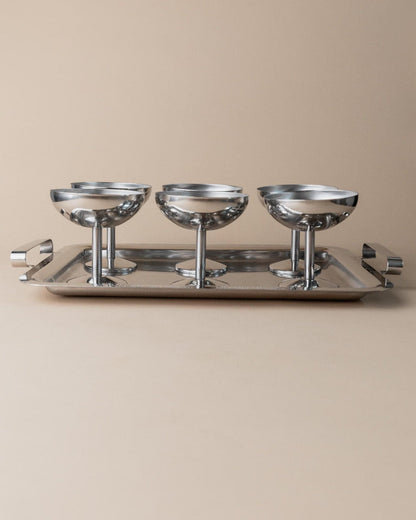 Bol à boire vintage en acier inoxydable Italie années 1970 lot de 6