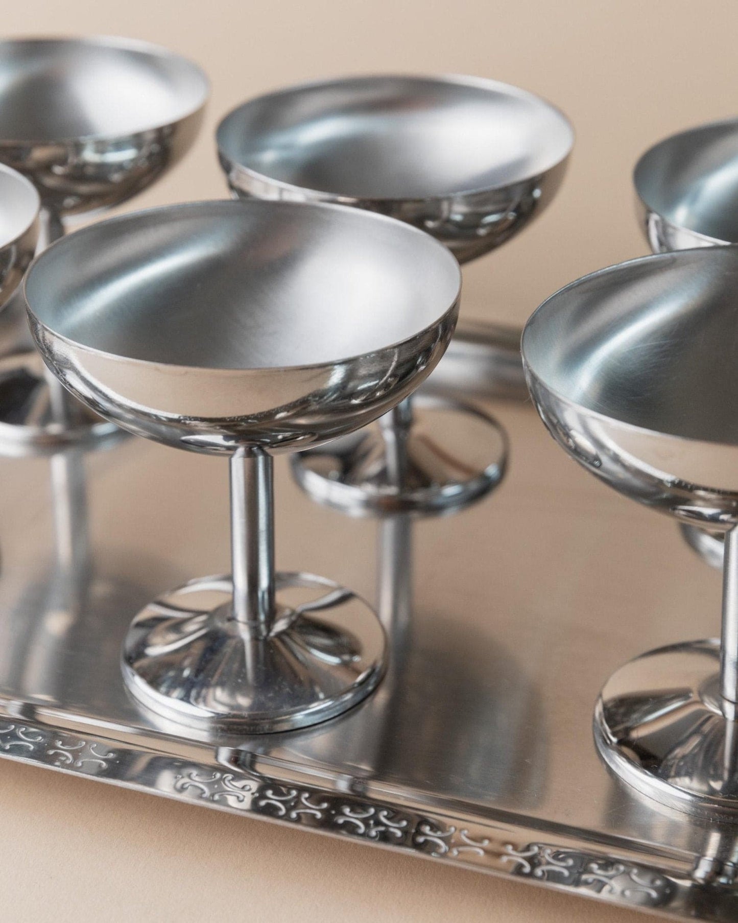 Bol à boire vintage en acier inoxydable Italie années 1970 lot de 6