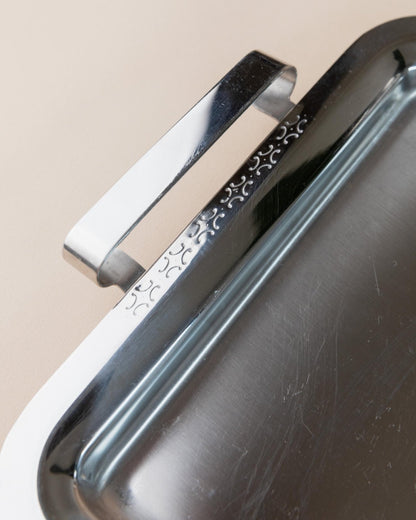 Vintage Trinkset Set von 6 mit Tablett, Edelstahl, Italien 1970er, spülmaschinenfest