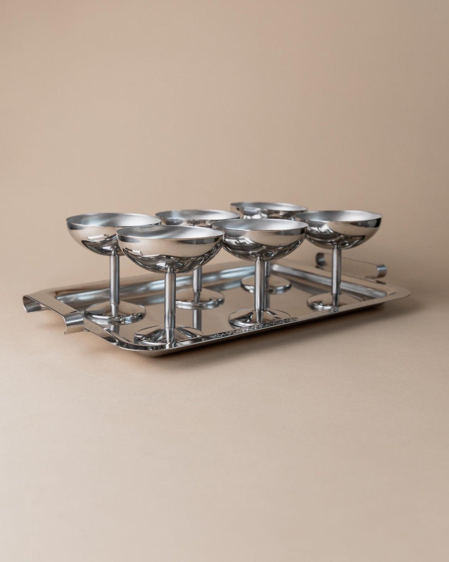 Bol à boire vintage en acier inoxydable Italie années 1970 lot de 6