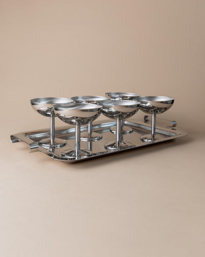 Bol à boire vintage en acier inoxydable Italie années 1970 lot de 6