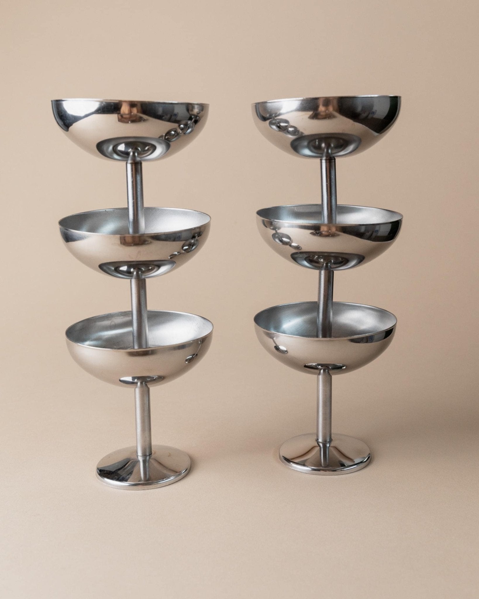 Vintage Trinkset Set von 6 mit Tablett, Edelstahl, Italien 1970er, spülmaschinenfest