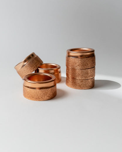 Vintage Eierbecher Set von 6 stapelbar gehämmert Kupferton