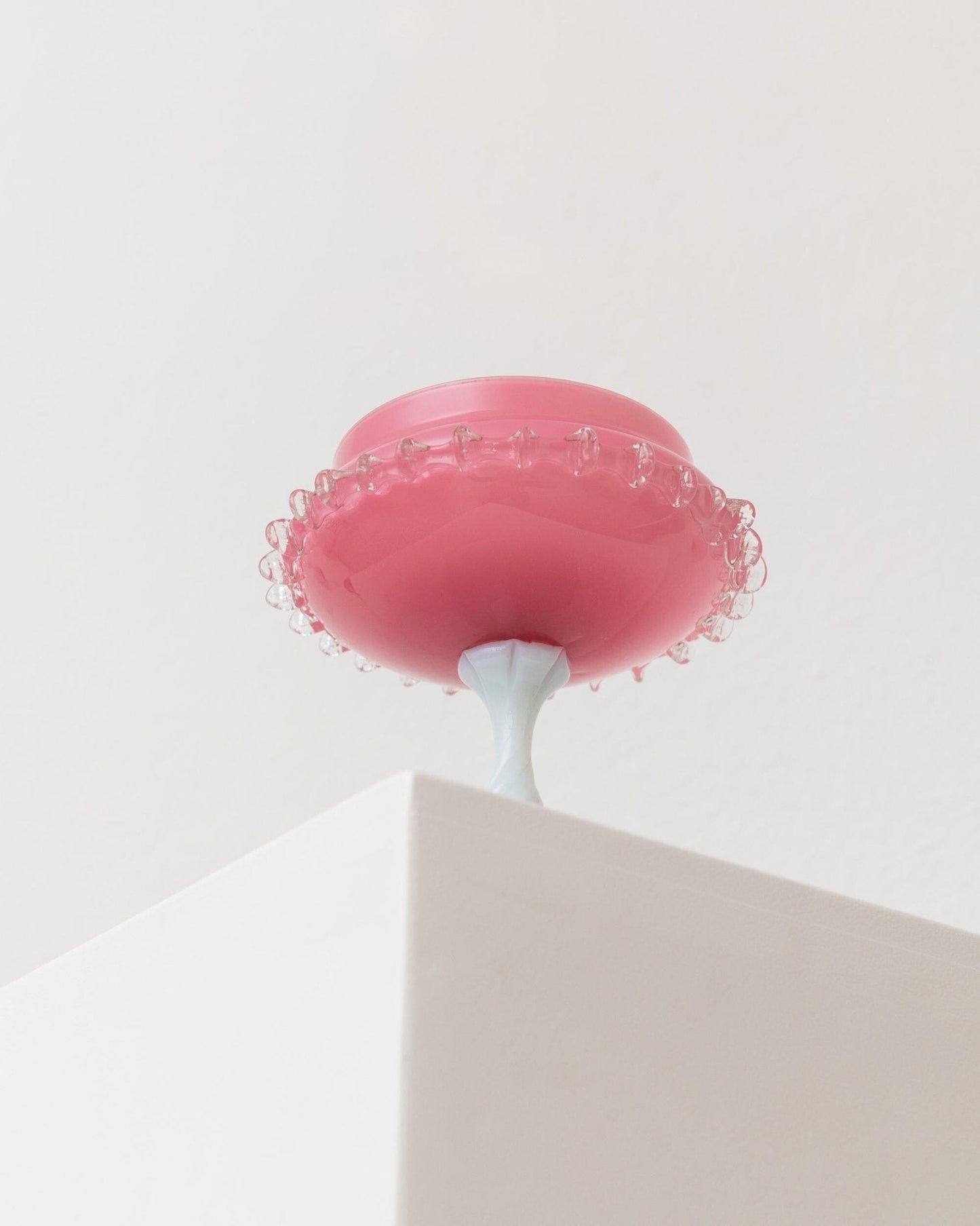 Vintage Glasschale Empoli Rosa und Weiß von Murano Glas Kunst 1960er