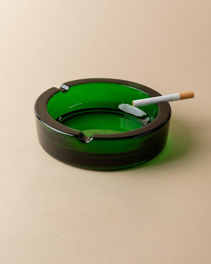 Vintage ashtray glass green Mid Century Design Italy 1970s