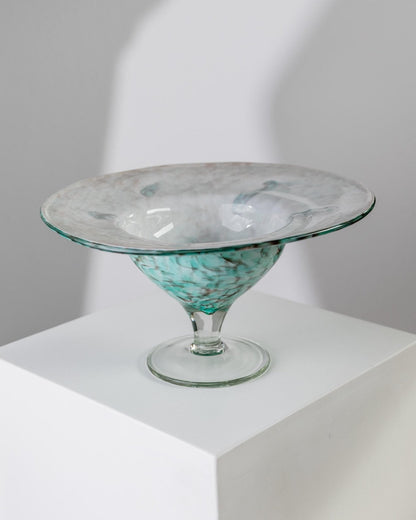 Vintage Glasschale von Hans Jürgen Richartz für Mathildenhütte Solingen, türkis
