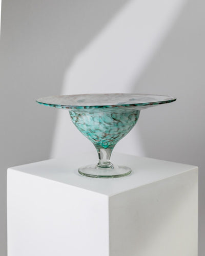 Vintage glass bowl by Hans Jürgen Richartz for Mathildenhütte Solingen, turquoise