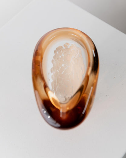 Vintage Glasschale Aschenbecher von Pavel Stejskal für Beranek Skrdlovice, orange weiße Punkte