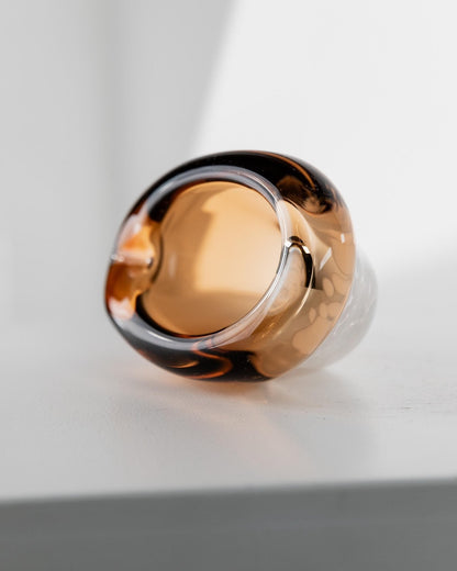 Vintage Glasschale Aschenbecher von Pavel Stejskal für Beranek Skrdlovice, orange weiße Punkte