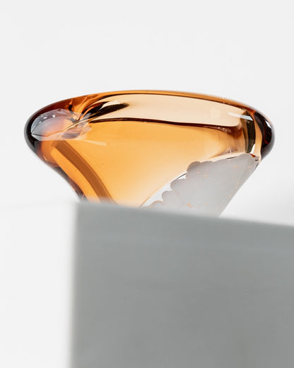 Vintage Glasschale Aschenbecher von Pavel Stejskal für Beranek Skrdlovice, orange weiße Punkte