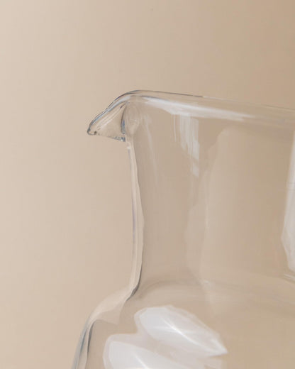 Pichet vintage en verre transparent et anse bleue - Design Mid-Century Italie années 1970