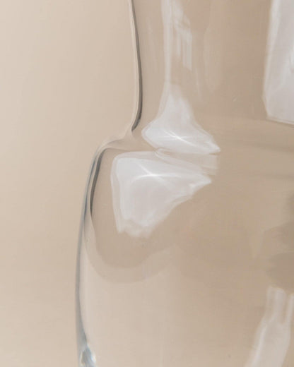 Pichet vintage en verre transparent et anse bleue - Design Mid-Century Italie années 1970