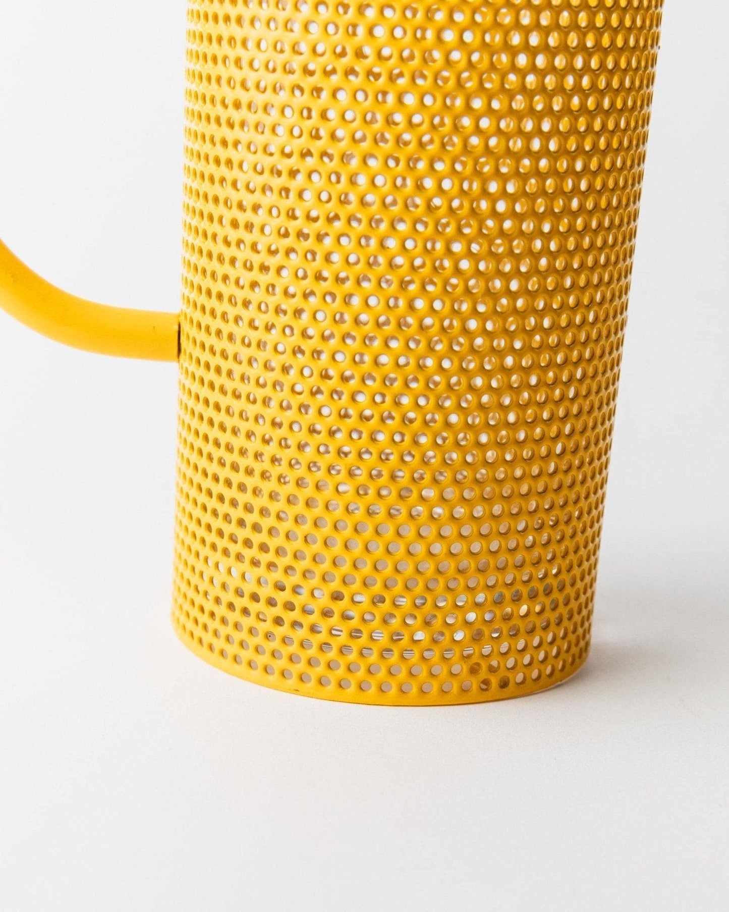 Vintage glass jug with yellow metal handle and glass pestle by De Agostini Memphis style 80s