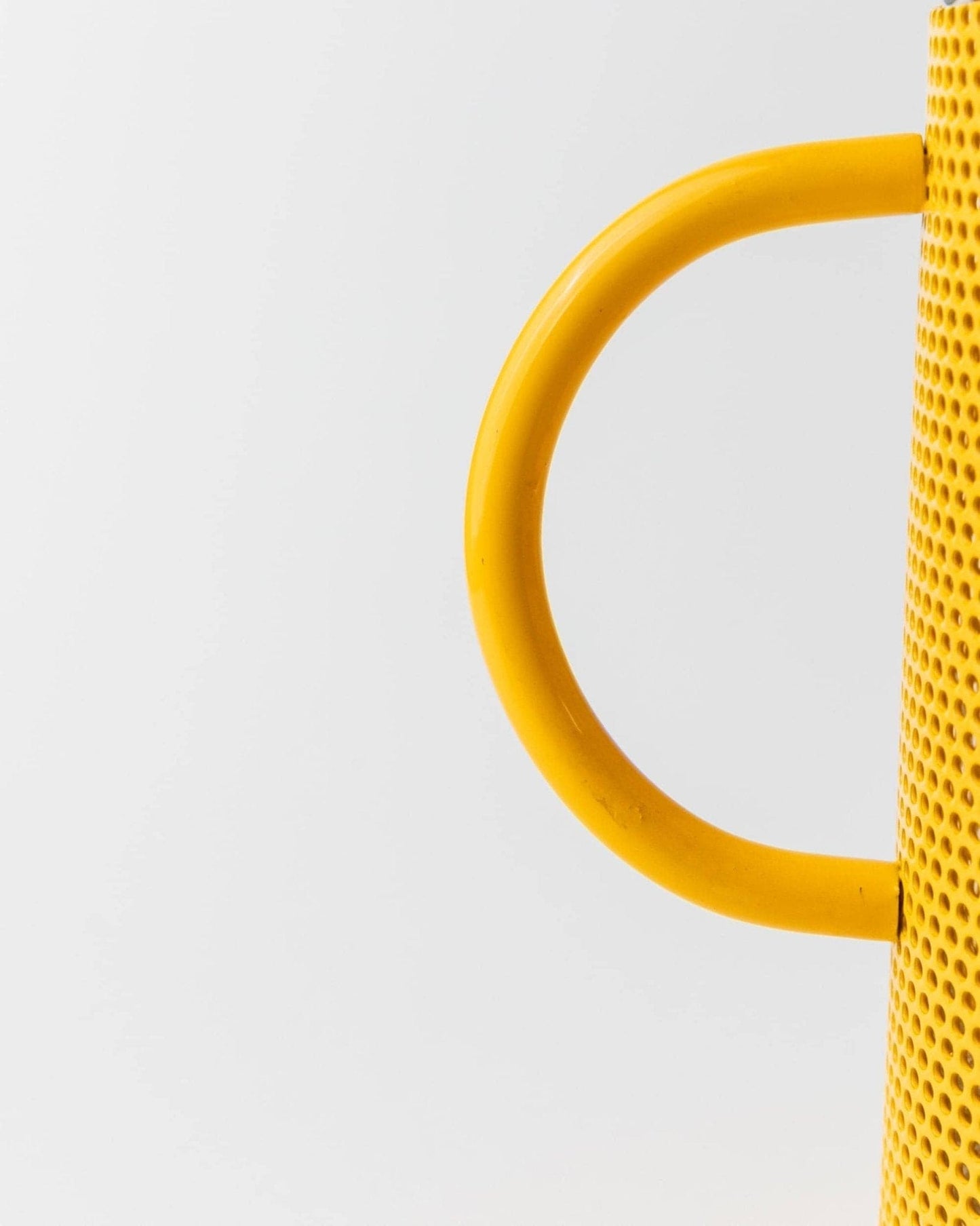 Vintage glass jug with yellow metal handle and glass pestle by De Agostini Memphis style 80s