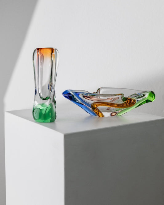 Vintage Glasschale und Vase Rhapsody von Frantisek Zemek für Mstisov