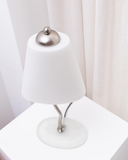 Vintage Tischlampe Zig Zag Memphis Design aus Glas und Metall, Italien 1980er