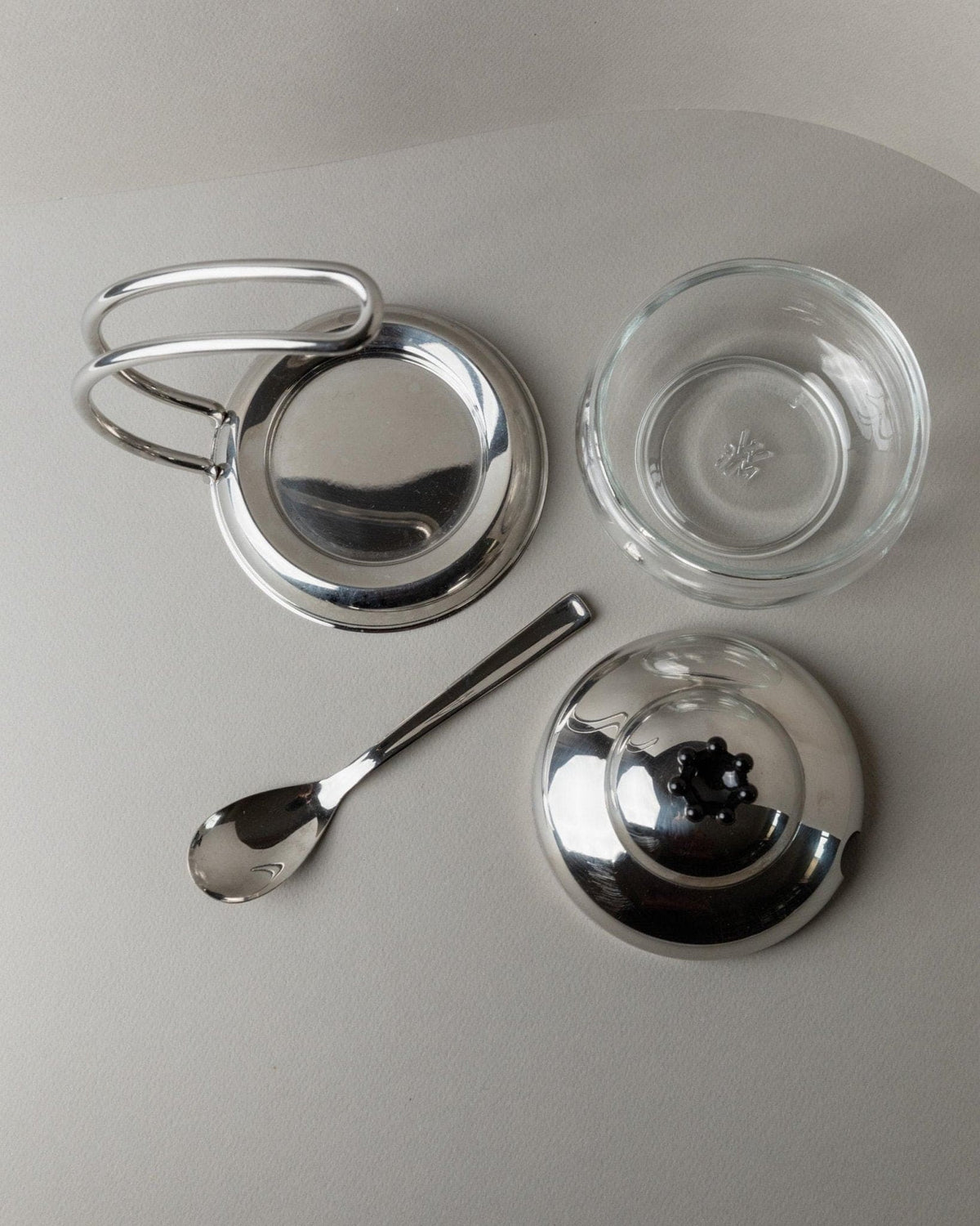 Vintage lidded box made of stainless steel by WMF for jam, parmesan, sugar 1980s
