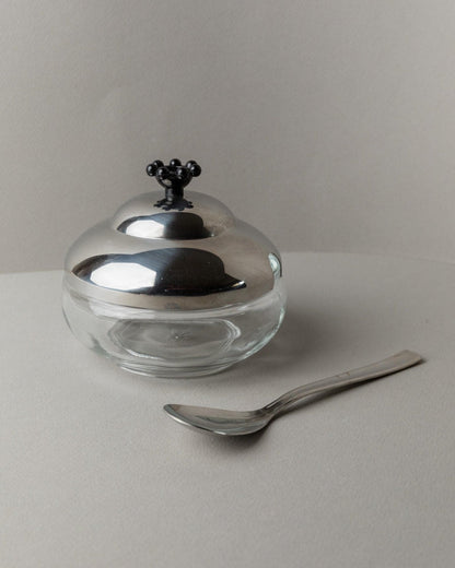 Vintage lidded box made of stainless steel by WMF for jam, parmesan, sugar 1980s