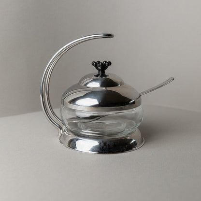 Vintage lidded box made of stainless steel by WMF for jam, parmesan, sugar 1980s