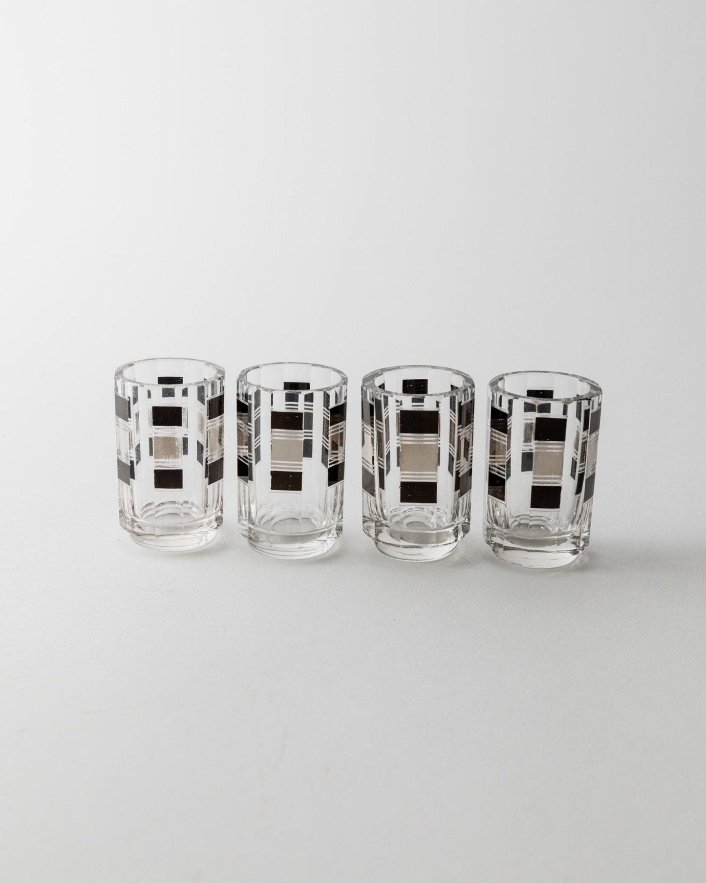 Vintage Art Deco Liqueur Set by Karl Palda Crystal Glass with Silver Details Set of 5