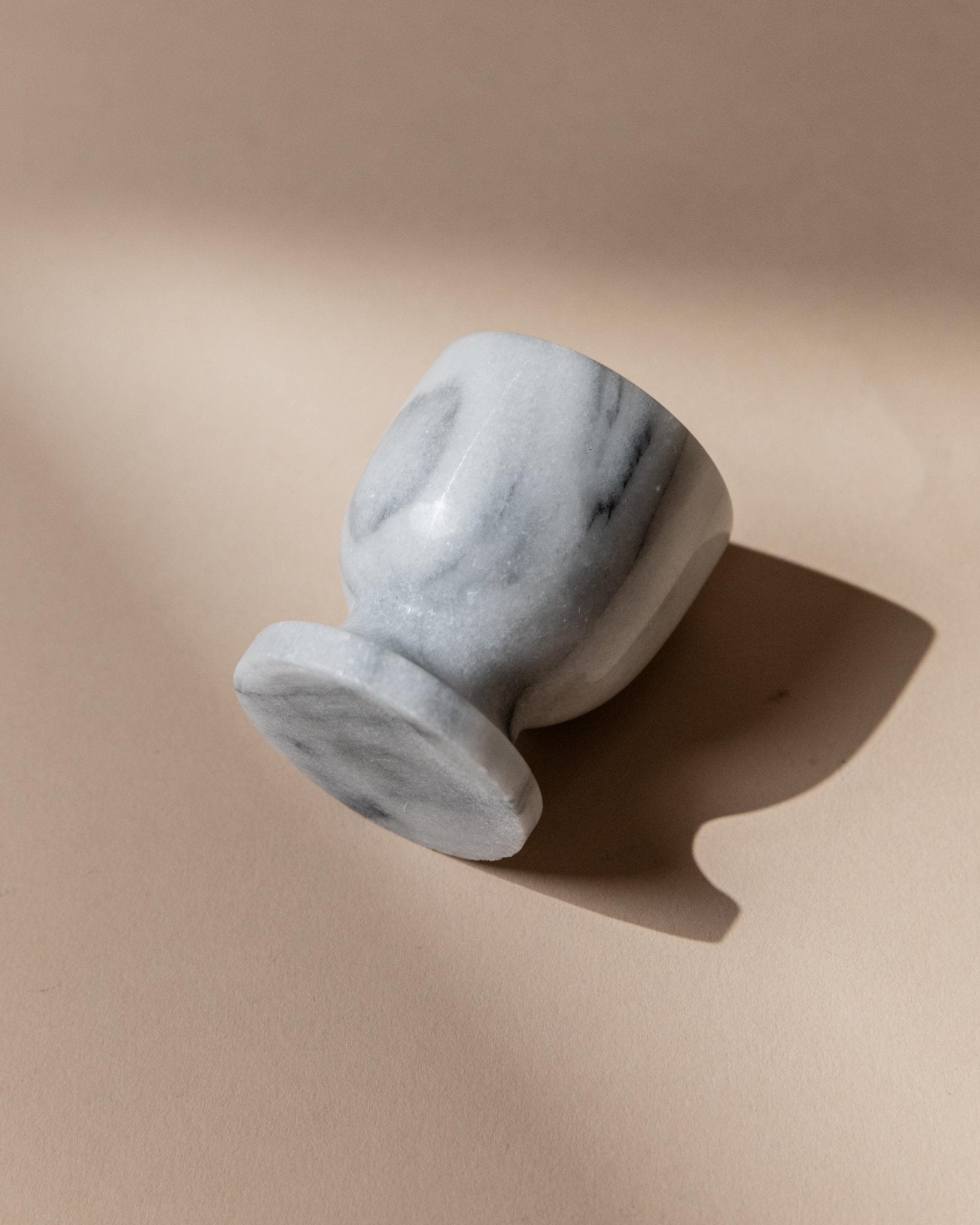 Vintage Eierbecher Set von 6 aus Marmor, grau-weiß, handgefertigt, Italien