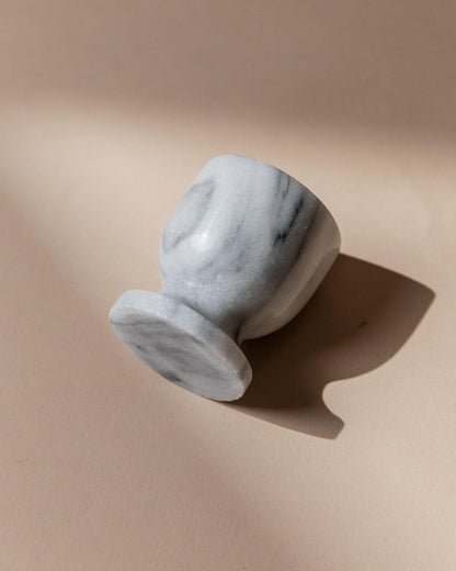 Vintage Eierbecher Set von 6 aus Marmor, grau-weiß, handgefertigt, Italien